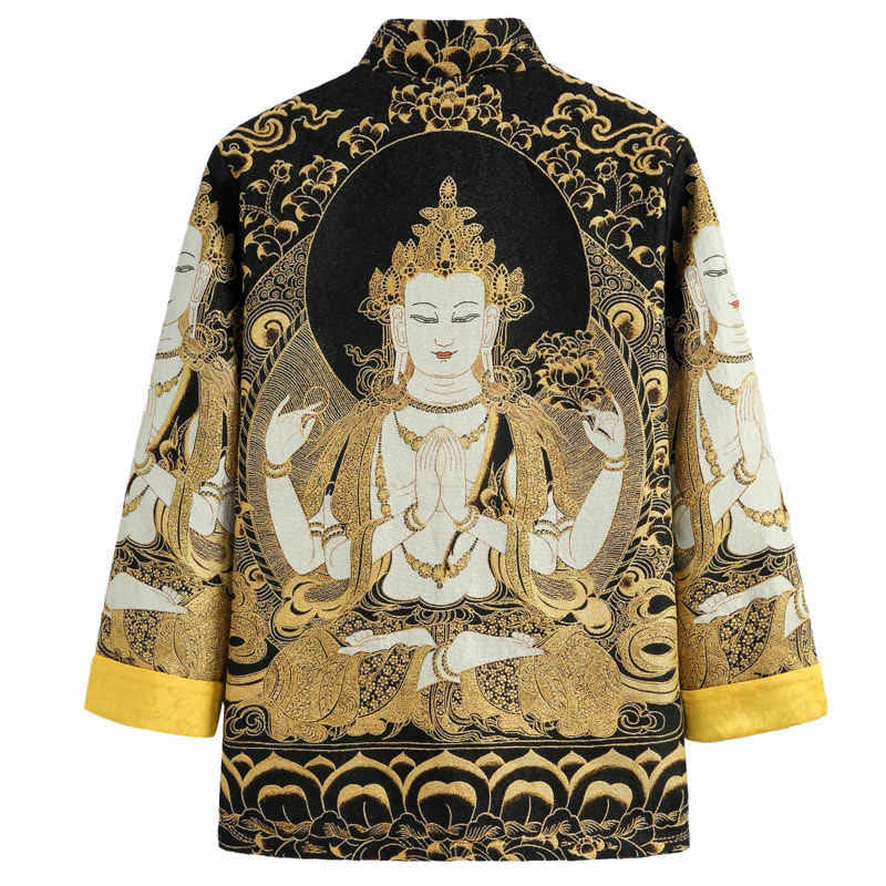 Buddha Stones Avalokitesvara Guanyin Frog-Button Long Sleeve Men's Jacket - image 1
