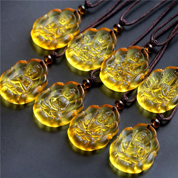 Buddha Stones Liuli Crystal Chinese Zodiac Natal Buddha Protection Necklace Pendant - image 12