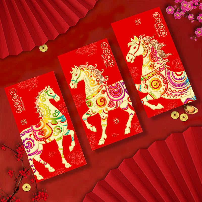 Buddha Stones 6Pcs Chinese Red Envelope Year of the Horse Lucky Money Envelopes 2026 New Year - image 8