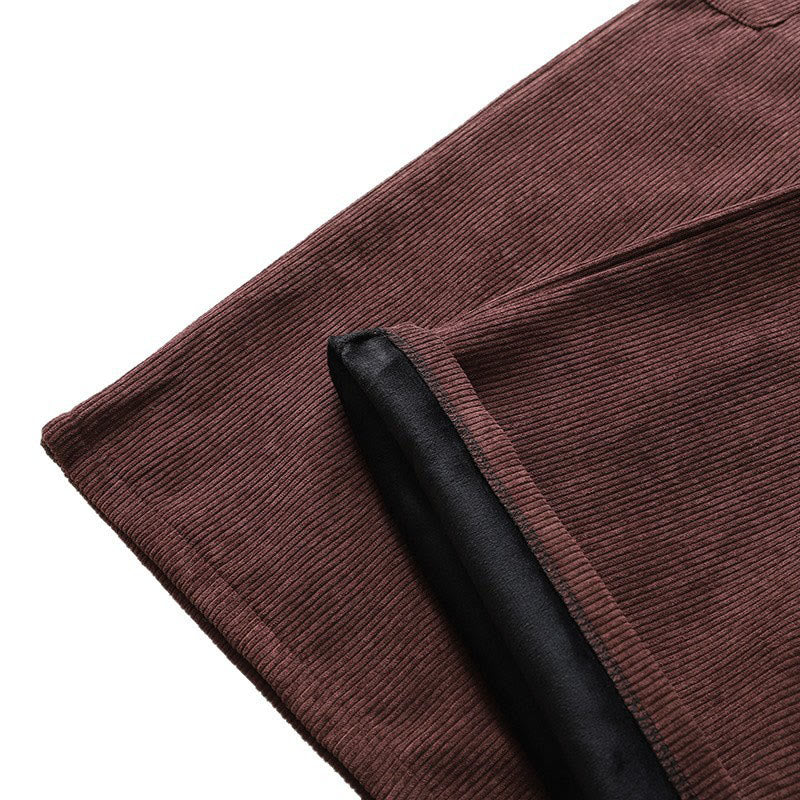 Buddha Stones Fleece-Lined High Waist Women's Wide Leg Corduroy Cotton Pants With Pockets - image 9