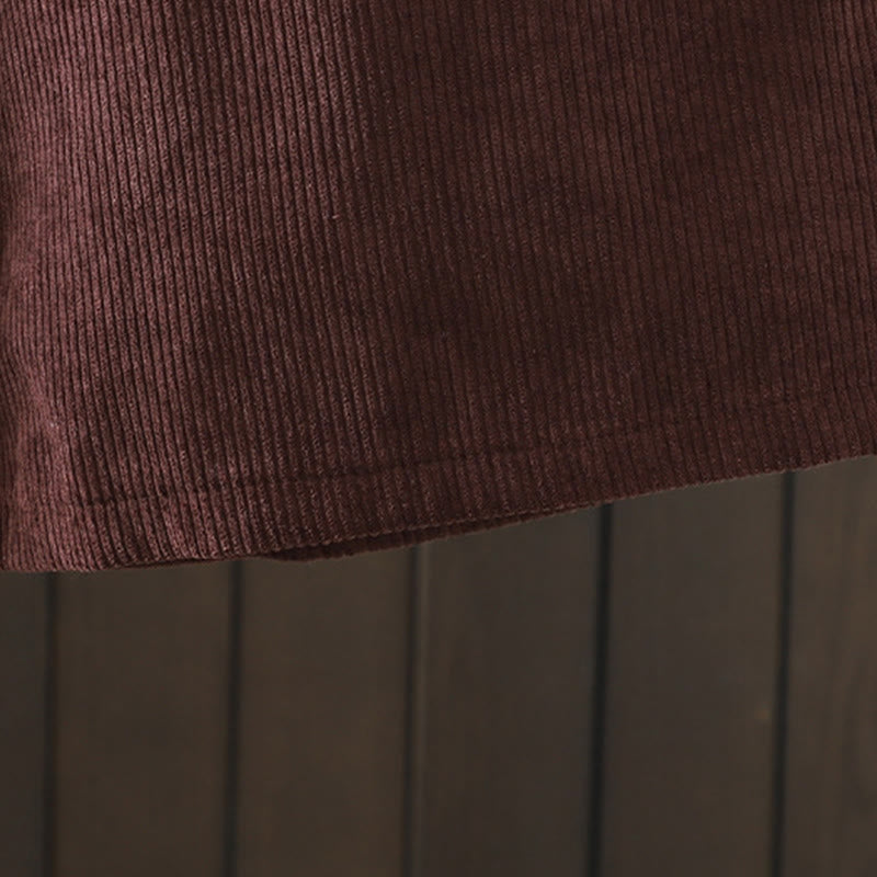 Buddha Stones Fleece-Lined High Waist Women's Wide Leg Corduroy Cotton Pants With Pockets - image 7