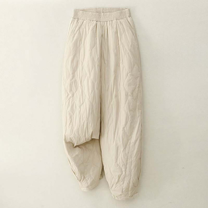Buddha Stones Winter Solid Color Women's Cotton Thermal Pants With Pockets - Beige - US8-10，UK/AU12-14，EU40-42 (2XL) - image 0