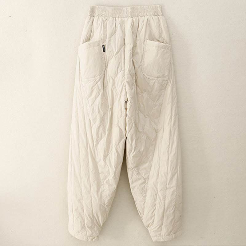 Buddha Stones Winter Solid Color Women's Cotton Thermal Pants With Pockets - image 1
