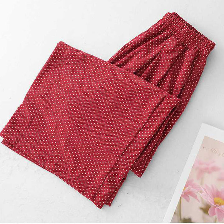 Buddha Stones Fall Dots Pattern High Waist Design Women's Wide Leg Pants With Pockets - image 4