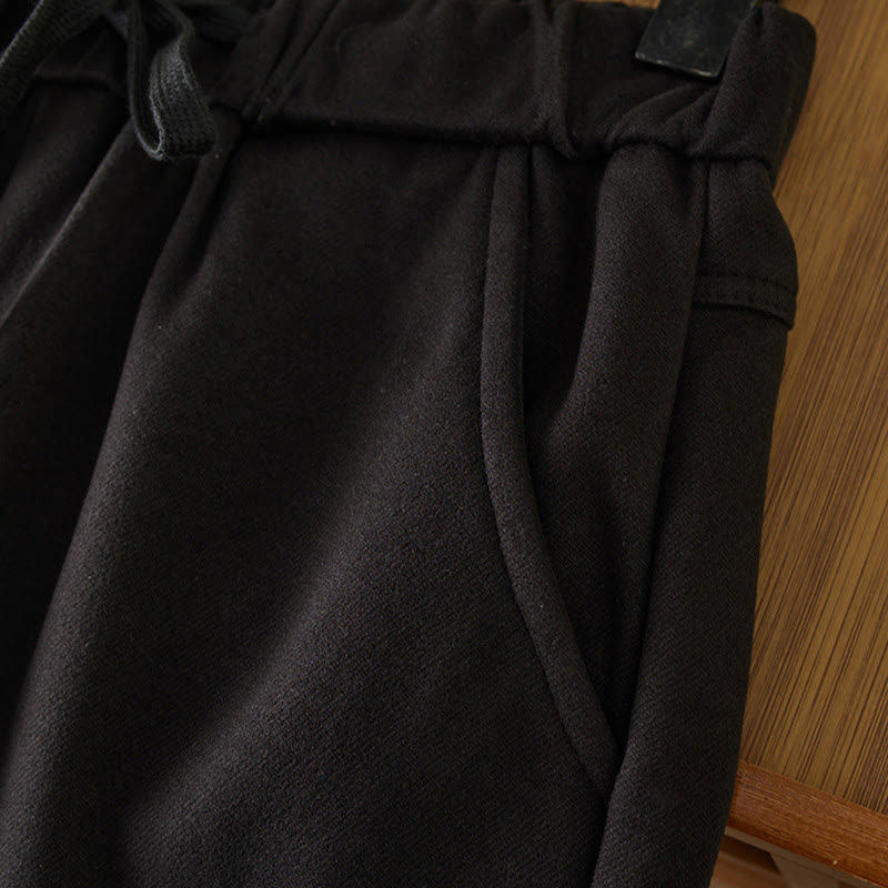 Buddha Stones Casual Thickening Elastic Waist Straight-leg Women's Winter Pants With Pockets - image 3