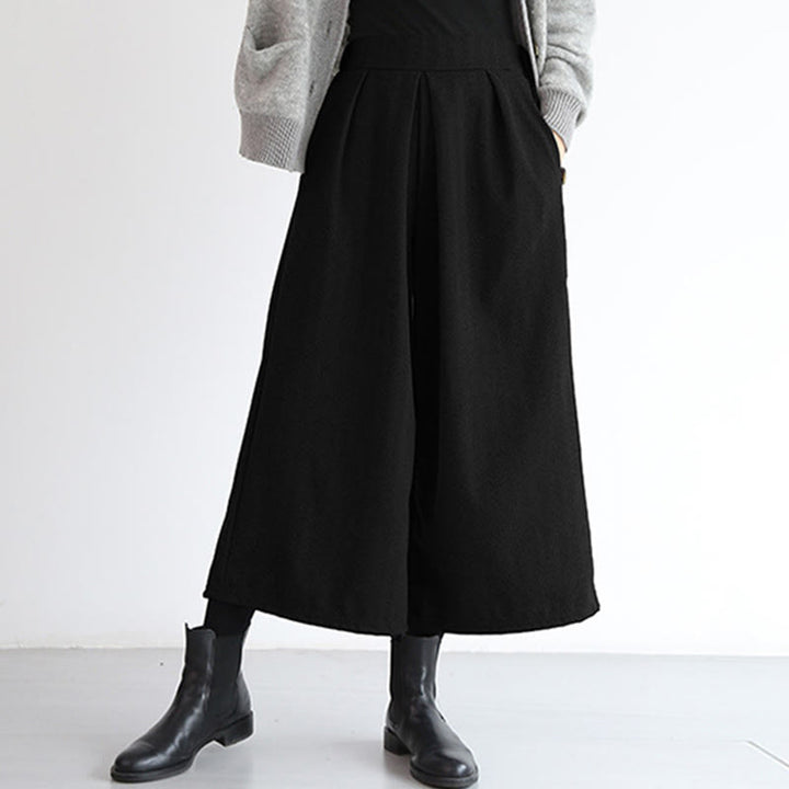 Buddha Stones Plain Elastic Waistband Design Women's 7-8 Length Wide Leg Pants With Pockets - Black - US12，UK/AU16，EU44 (3XL) - image 14