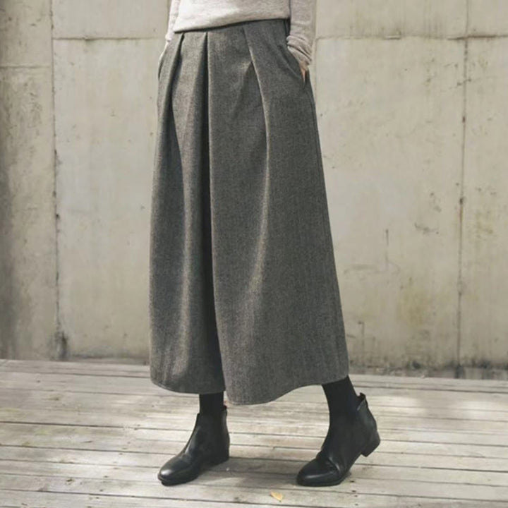 Buddha Stones Plain Elastic Waistband Design Women's 7-8 Length Wide Leg Pants With Pockets - image 21