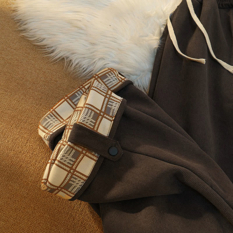 Buddha Stones Women's Patchwork Cotton Corduroy Fleece-Lined Wide Leg Pants With Pockets - image 25