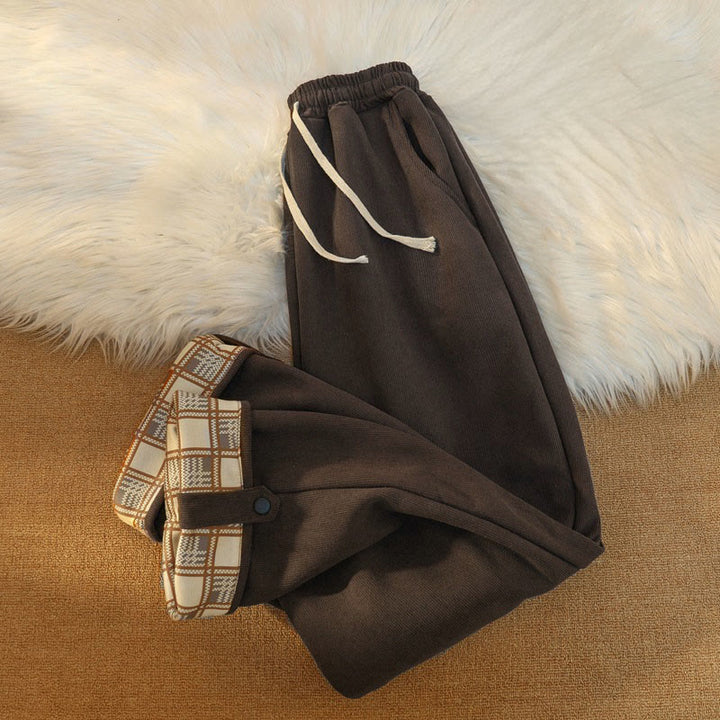 Buddha Stones Women's Patchwork Cotton Corduroy Fleece-Lined Wide Leg Pants With Pockets - image 9