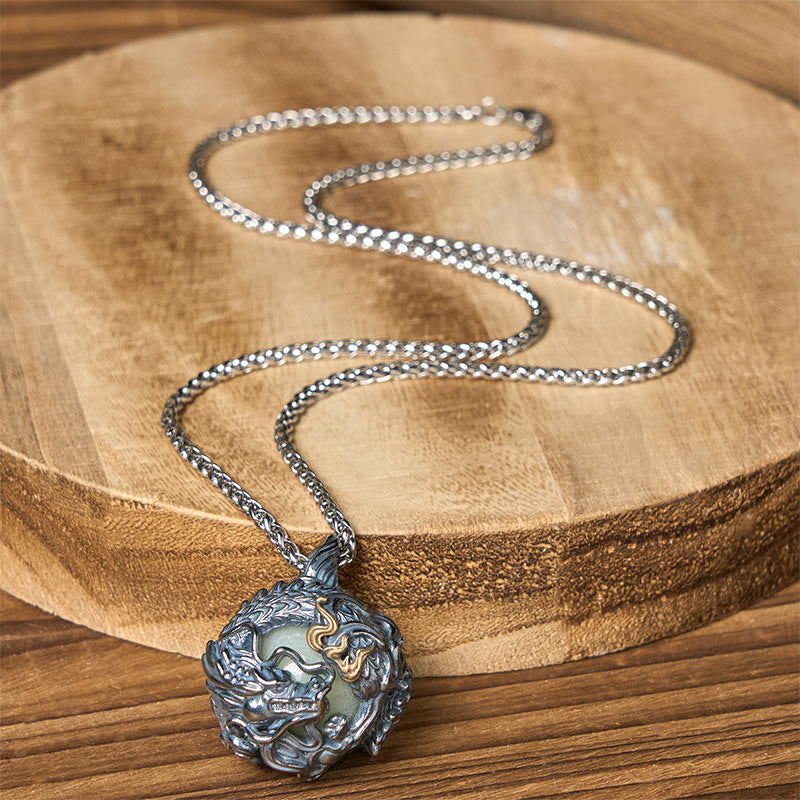 Buddha Stones Copper Dragon Surrounding Bead Strength Pendant Necklace - image 10