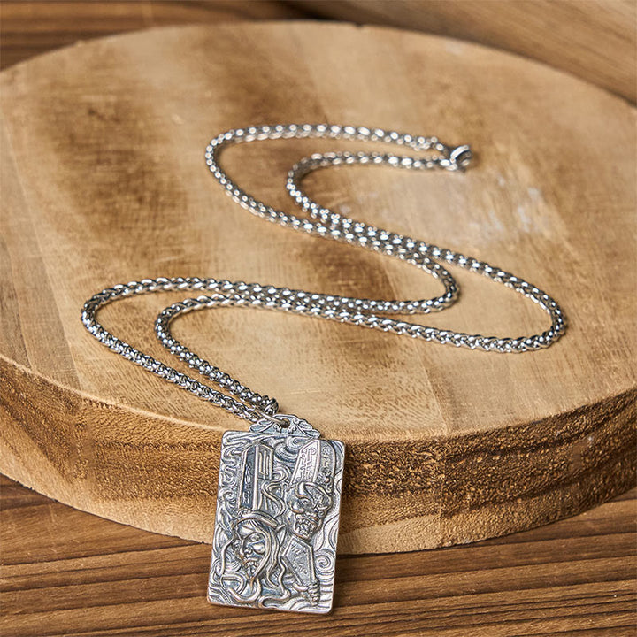 Buddha Stones Copper Black White Impermanence Pattern Balance Pendant Necklace - image 9