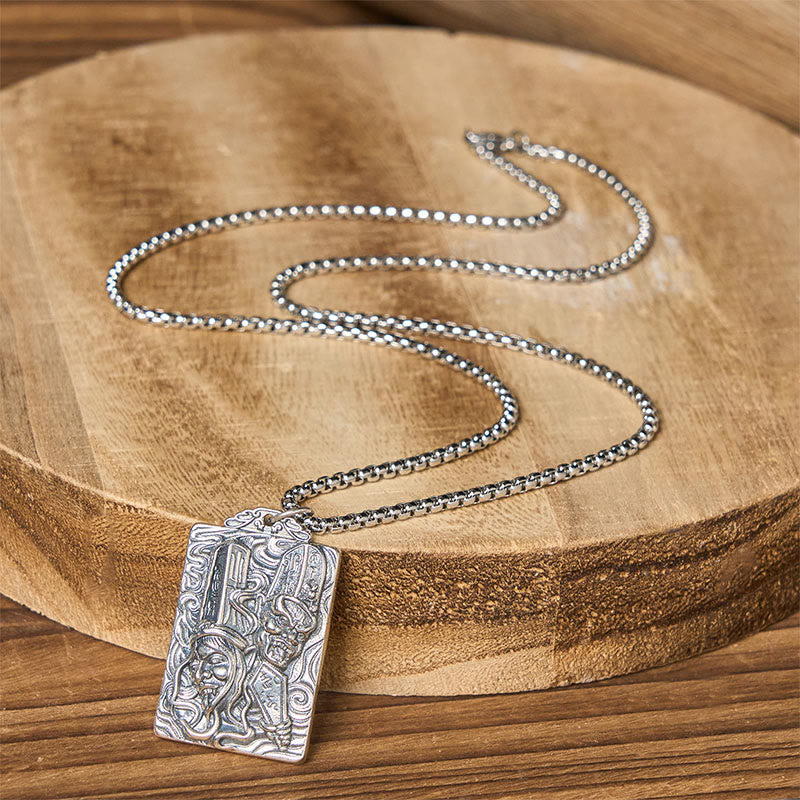 Buddha Stones Copper Black White Impermanence Pattern Balance Pendant Necklace - image 7