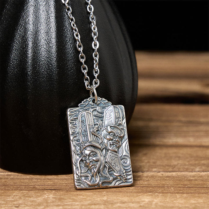 Buddha Stones Copper Black White Impermanence Pattern Balance Pendant Necklace - image 3
