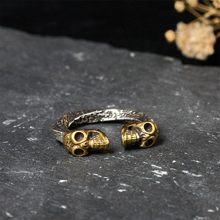 Buddha Stones The Lord Of The Corpse Forest Copper Double Skull Keep Away Evil Spirits Ring - image 2