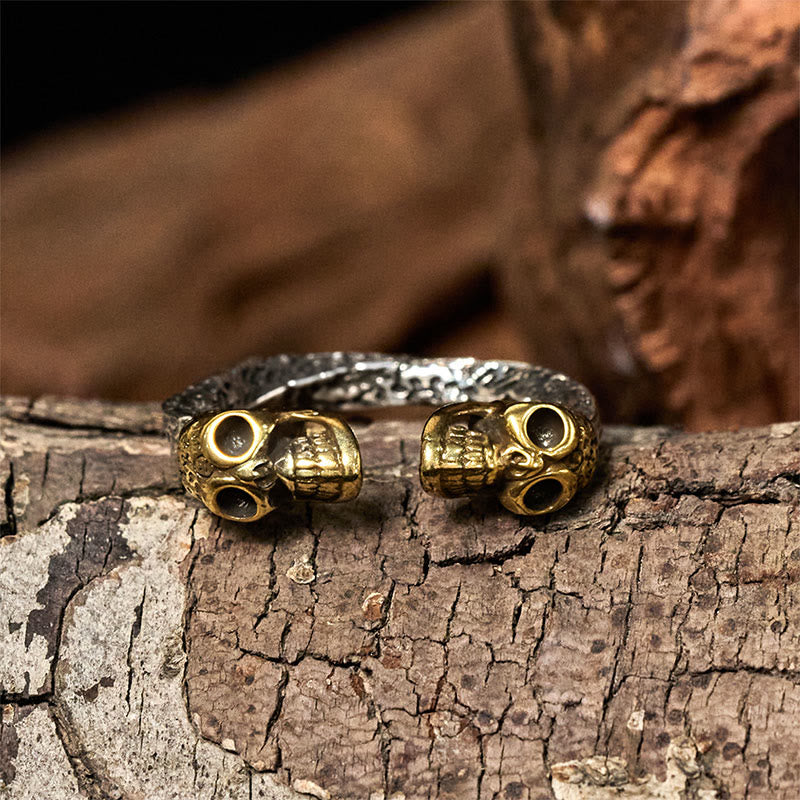 Buddha Stones The Lord Of The Corpse Forest Copper Double Skull Keep Away Evil Spirits Ring - image 8