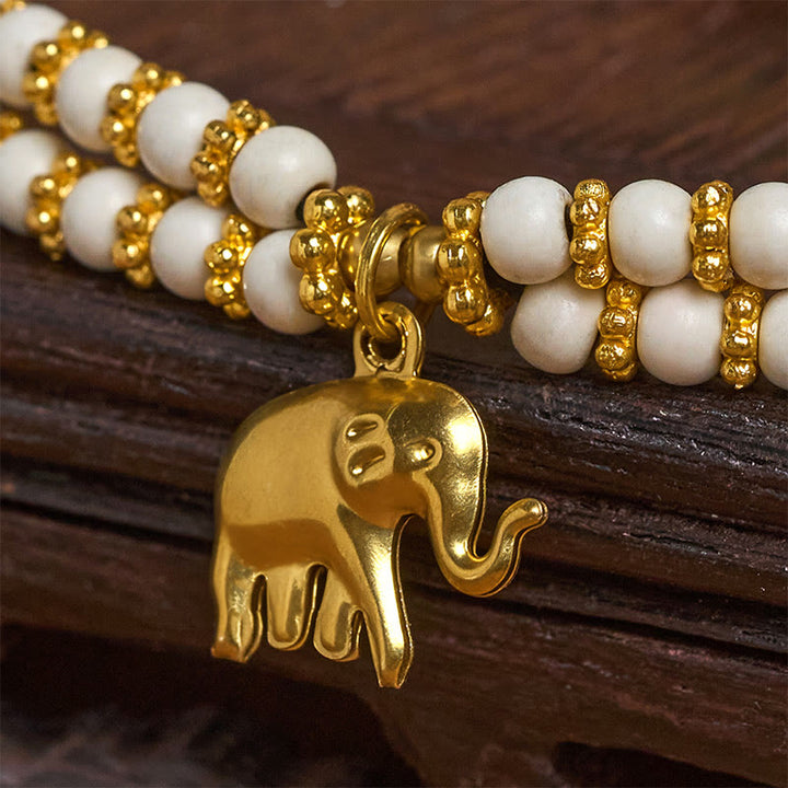 Buddha Stones Turquoise Elephant Luck Double-layer Plated Copper Strength Bracelet - image 4