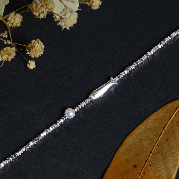 Buddha Stones Copper Plated Silver Koi Fish Pearl Luck Bracelet - image 4