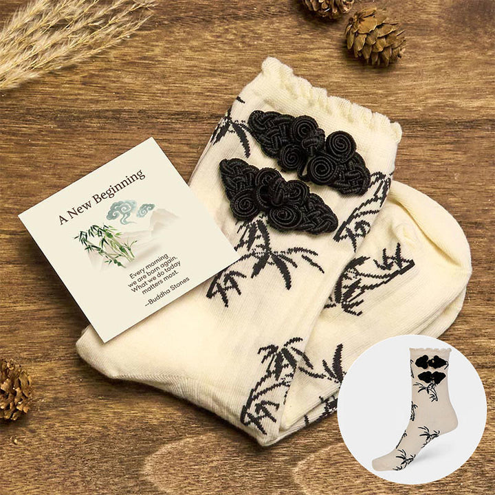 Buddha Stones "A New Beginning" Bamboo Micro Crew Women's Socks Includes Gift Message Card - FloralWhite - One Size Fits Most (US 5.5-8.5，EU 36–40，UK/AU 3.5-6.5，AISA 23–25 cm) - With Message Card - image 12