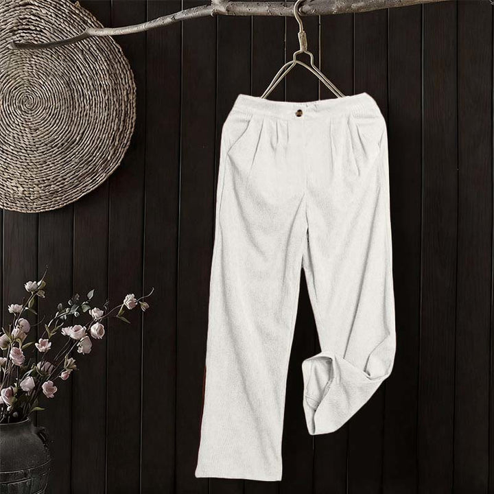 Buddha Stones Casual Corduroy Straight-leg Women's Pants With Pockets - image 13
