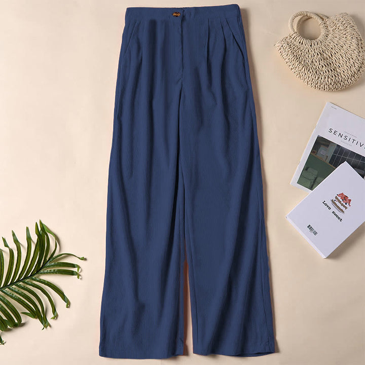 Buddha Stones Casual Corduroy Straight-leg Women's Pants With Pockets - Navy - US14，UK/AU18，EU46 (2XL) - image 21