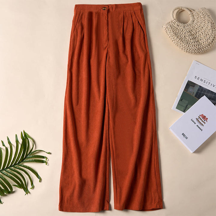Buddha Stones Casual Corduroy Straight-leg Women's Pants With Pockets - Chocolate - US14，UK/AU18，EU46 (2XL) - image 26