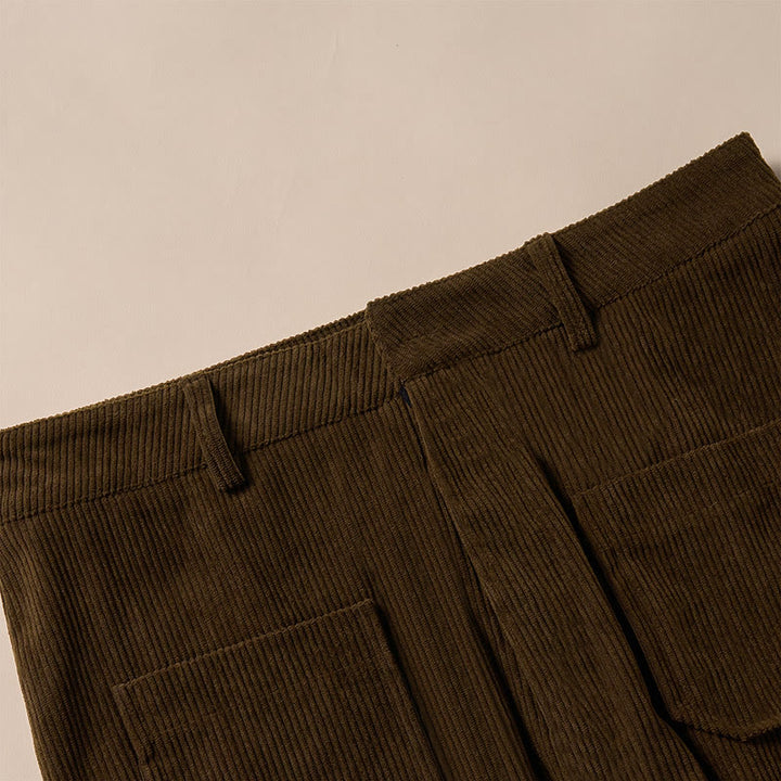 Buddha Stones Plain Corduroy Polyester Women's Buttons Wide Leg Pants With Pockets - image 8