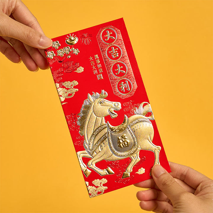 Buddha Stones 6Pcs Chinese Red Envelope Year of the Horse All The Best 2026 New Year - image 2