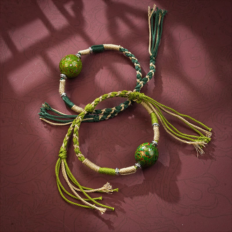 Buddha Stones Lacquer Craft Bead Multicolored Braided String Bracelet - image 10