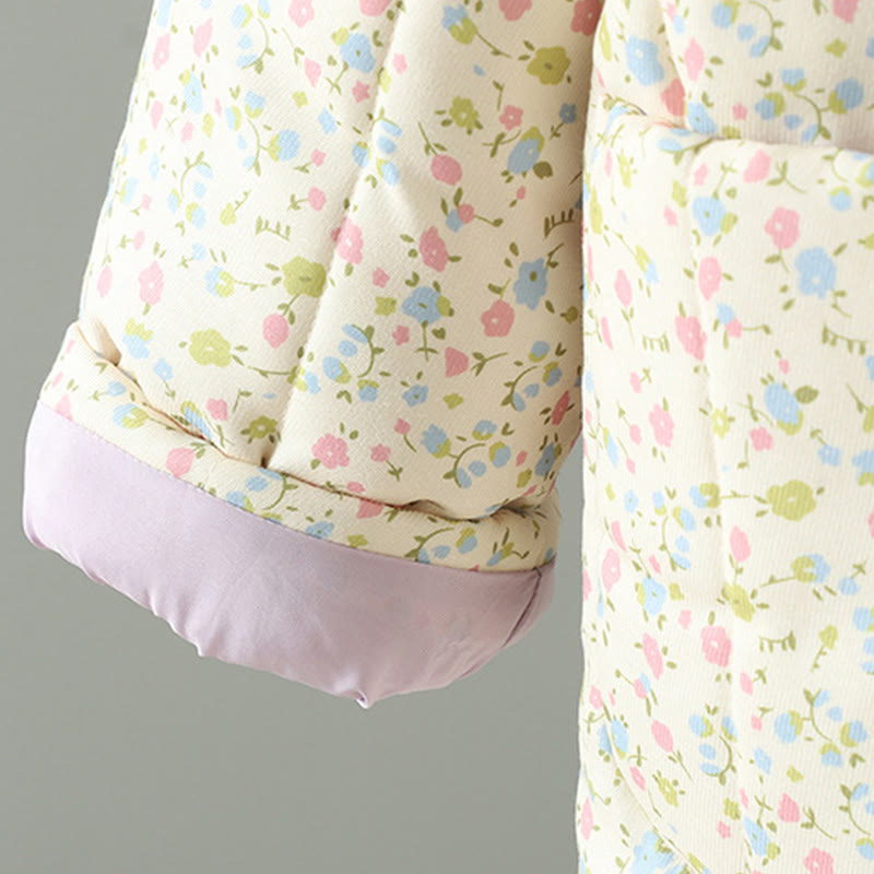 Buddha Stones Button Design Floral Pattern Women's Cotton Long Sleeve Thickened Jacket With Pockets - image 8