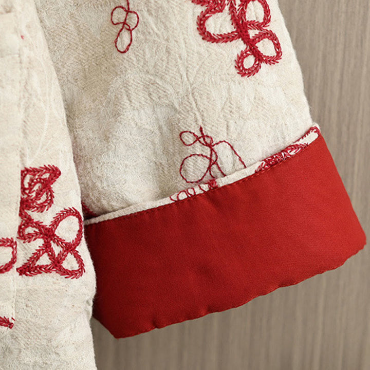 Buddha Stones Women's Winter Long Sleeve Stand Collar Frog-buttons Cotton-padded Jacket With Pockets - image 4