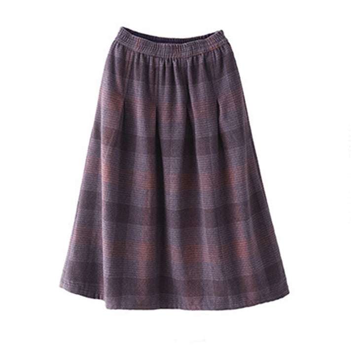Buddha Stones Women's Winter Plaid Pattern Thermal 7-8 Length Skirt With Pockets - image 14
