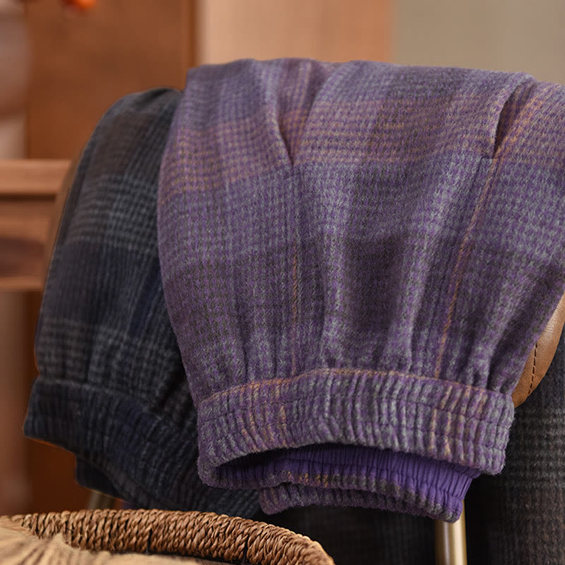 Buddha Stones Women's Winter Plaid Pattern Cotton Thermal 7-8 Length Skirt With Pockets - image 4