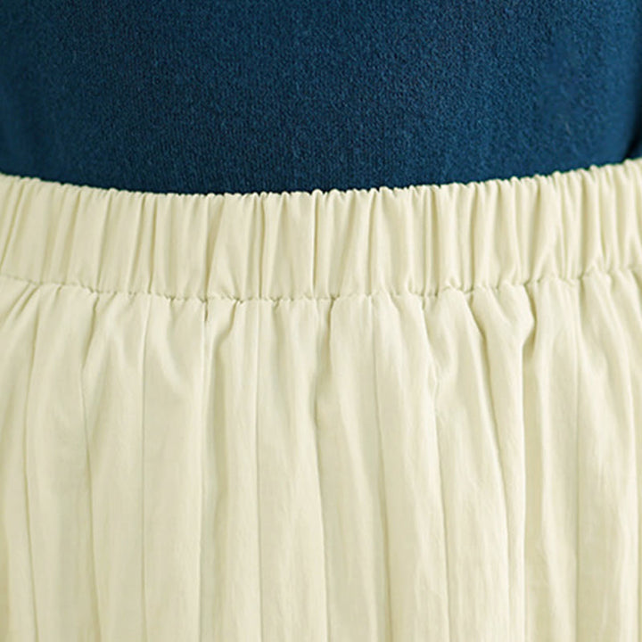 Buddha Stones Plain Pleats Design Elastic Waist Women's Thermal Skirt With Pockets - image 15