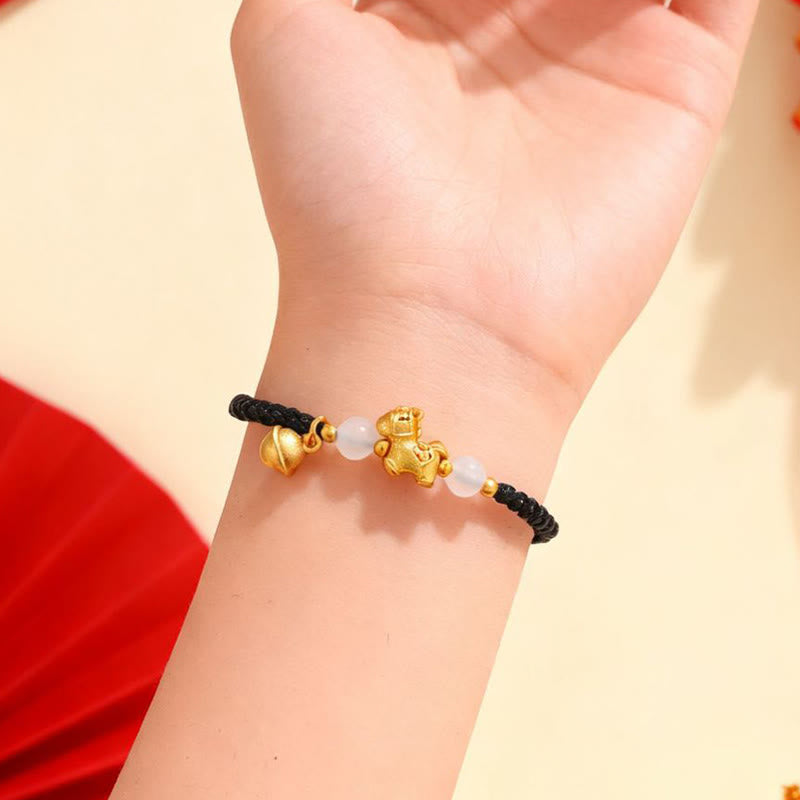 Buddha Stones Year Of The Horse Red String White Agate Connection Braided Bracelet - image 12