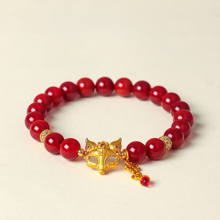 Buddha Stones Nine Tailed Fox South Red Agate Success Bracelet - South Red Agate Bracelet - image 0