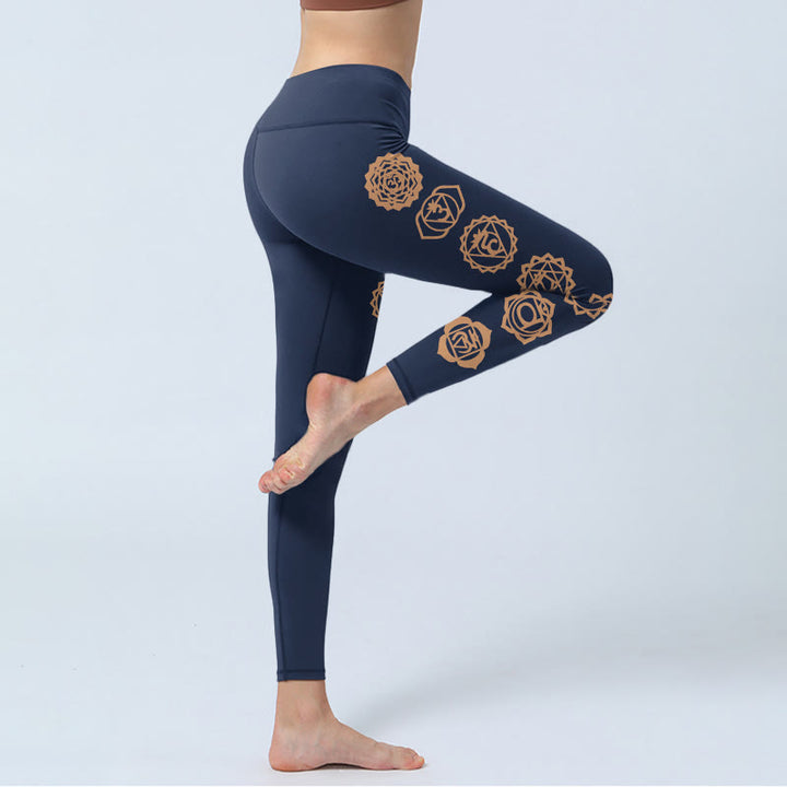 Buddha Stones Chakra Pattern Gym Leggings Women's Yoga Pants - image 3