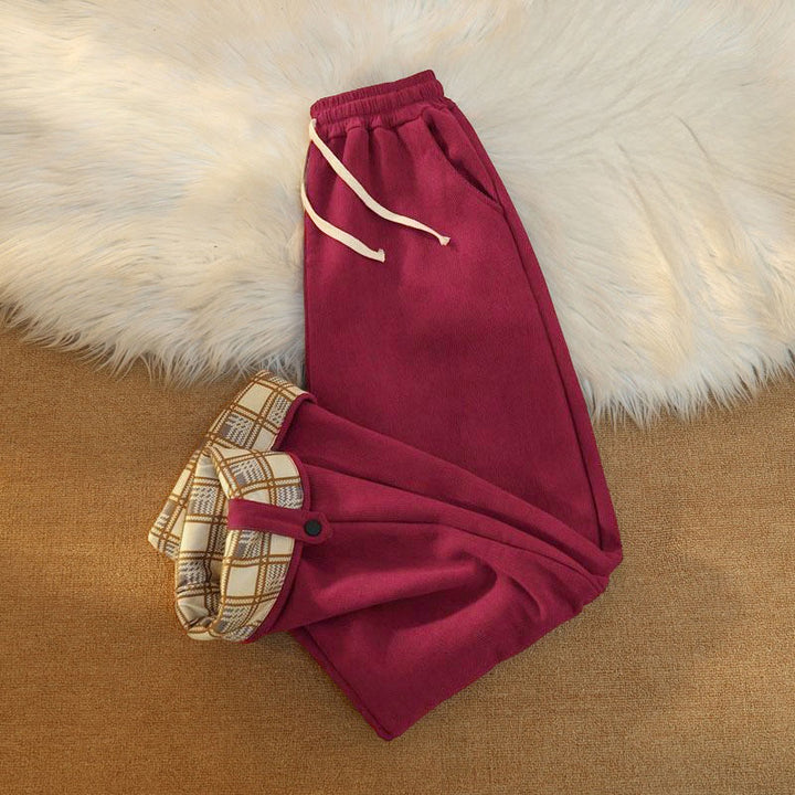 Buddha Stones Women's Patchwork Cotton Corduroy Fleece-Lined Wide Leg Pants With Pockets - image 36