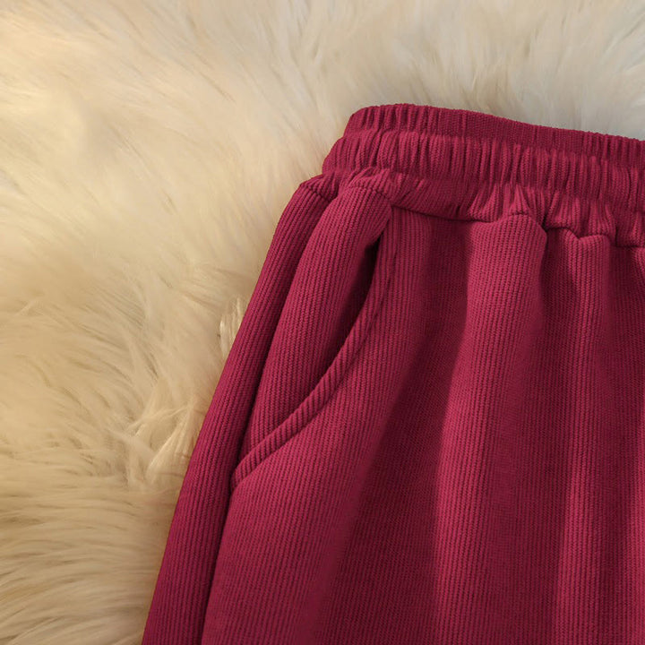 Buddha Stones Women's Patchwork Cotton Corduroy Fleece-Lined Wide Leg Pants With Pockets - image 35