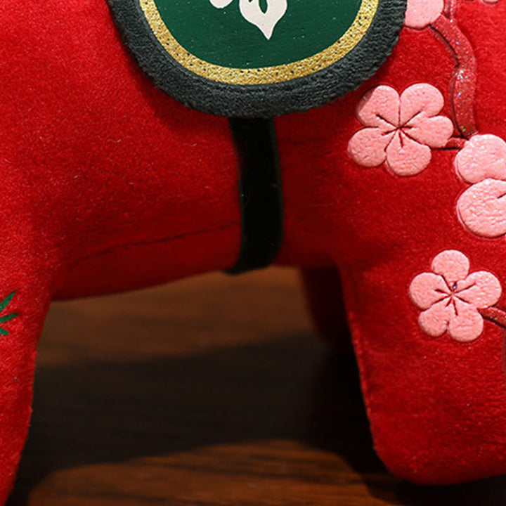 Buddha Stones Year of the Horse Bamboo Dragon Lotus Phoenix Plush Doll Home Decoration - image 3