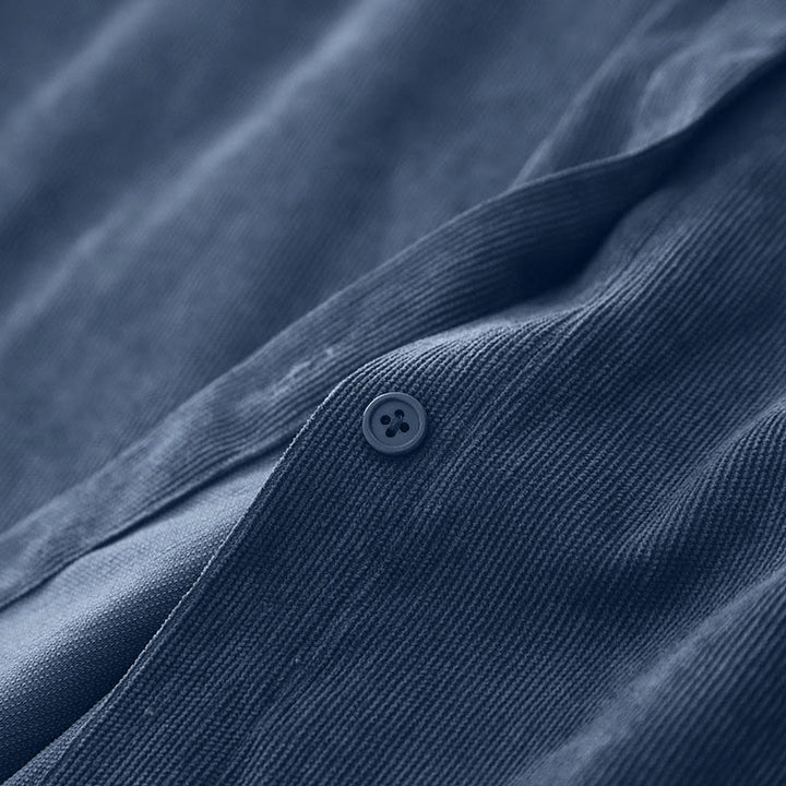 Buddha Stones Fall Plain Buttons Design Long Sleeve Corduroy Midi Dress With Pockets - image 7