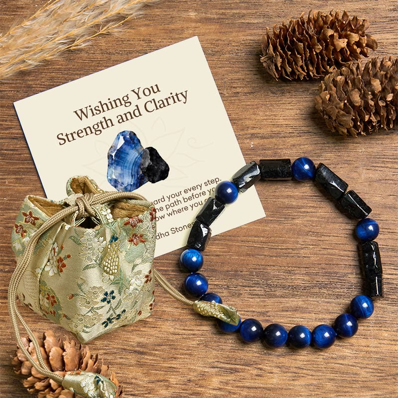 Buddha Stones "Wishing You Strength and Clarity" Blue Tiger Eye Bracelet Includes Gift Message Card - Blue Tiger Eye Black Tourmaline(Wrist Circumference: 14-16cm) - Deluxe Gift Bag (+$9.59) - image 6