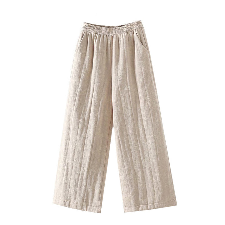 Buddha Stones Jacquard Cotton-padded Women's Wide Leg Thermal Ankle-Length Pants With Pockets - image 19