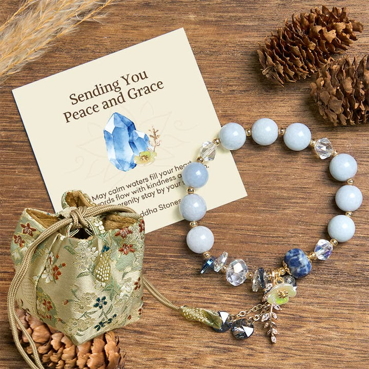 Buddha Stones "Sending You Peace and Grace" Blue Crystal Flower Bracelet Includes Gift Message Card - Blue Crystal(Wrist Circumference 14-16cm) - Deluxe Gift Bag (+$9.59) - image 7