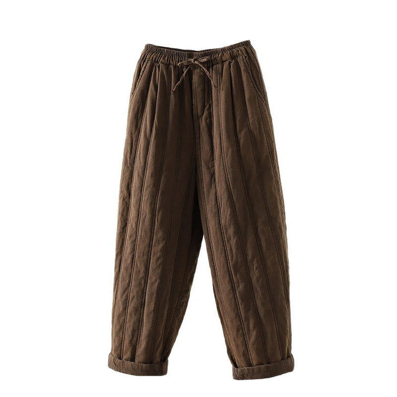 Buddha Stones Daily Plain Drawstring Design Women's Harem Elastic Waist Cotton Pants With Pockets - image 5