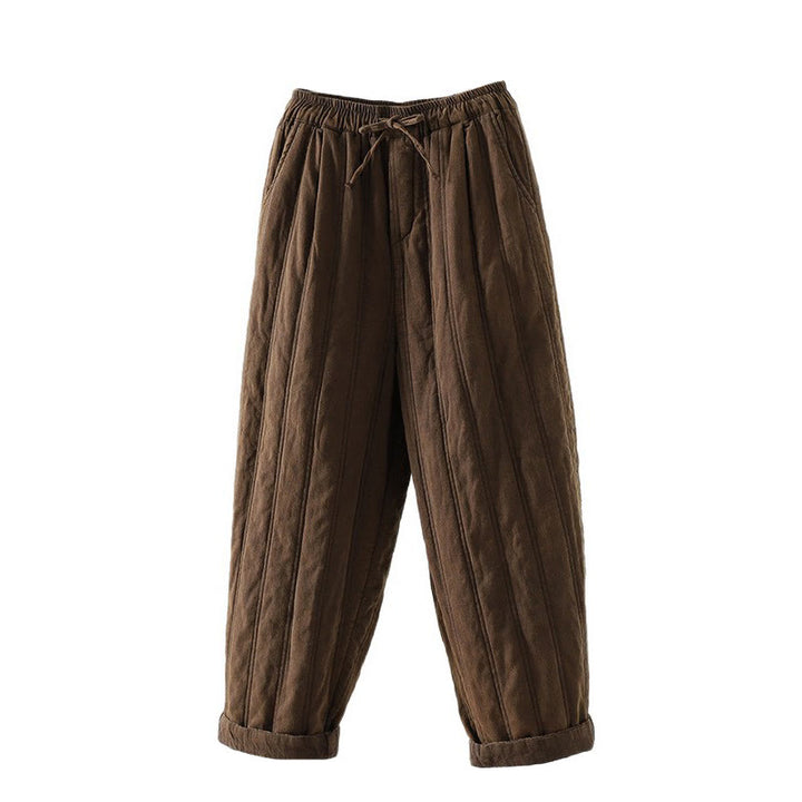 Buddha Stones Daily Plain Drawstring Design Women's Harem Elastic Waist Cotton Pants With Pockets - image 5