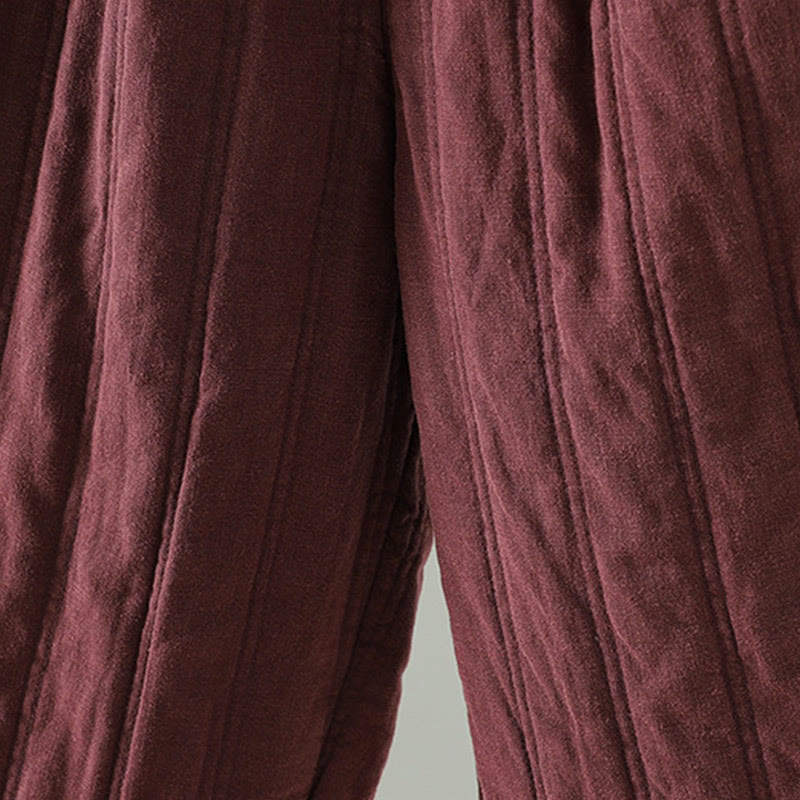 Buddha Stones Daily Plain Drawstring Design Women's Harem Elastic Waist Cotton Pants With Pockets - image 14
