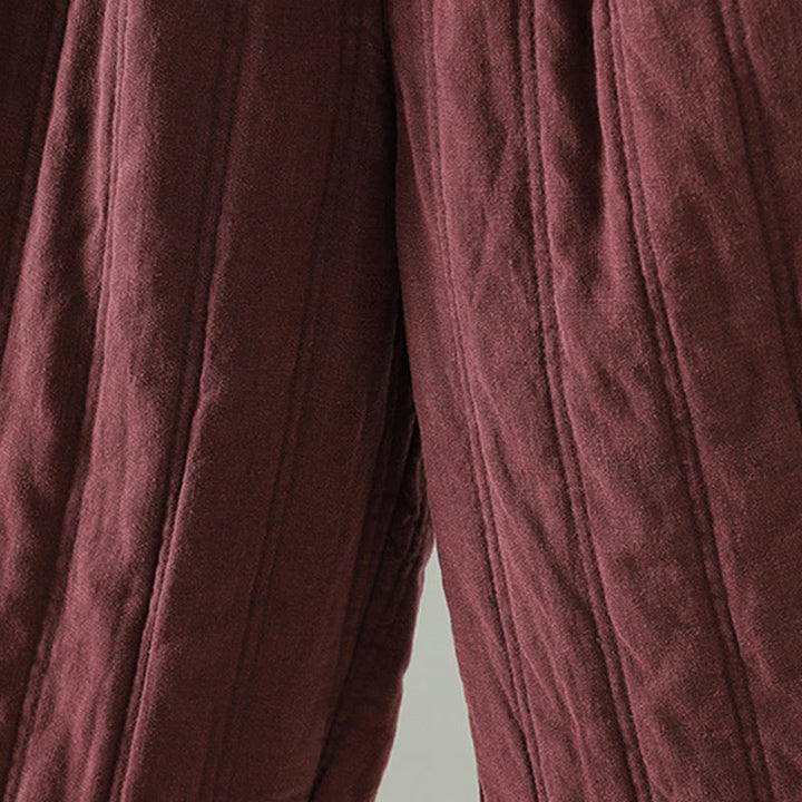 Buddha Stones Daily Plain Drawstring Design Women's Harem Elastic Waist Cotton Pants With Pockets - image 14