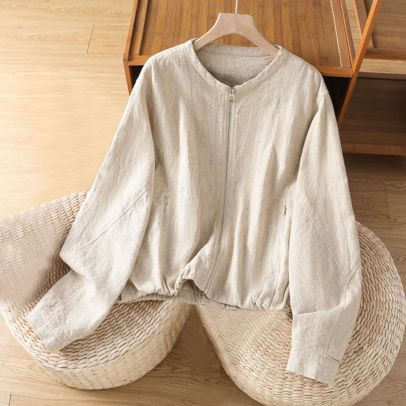 Buddha Stones Women's Cotton Zipper Design Double Layer Long Sleeve Jacket With Pockets - AntiqueWhite - US8-10，UK/AU12-14，EU40-42 (2XL) - image 9