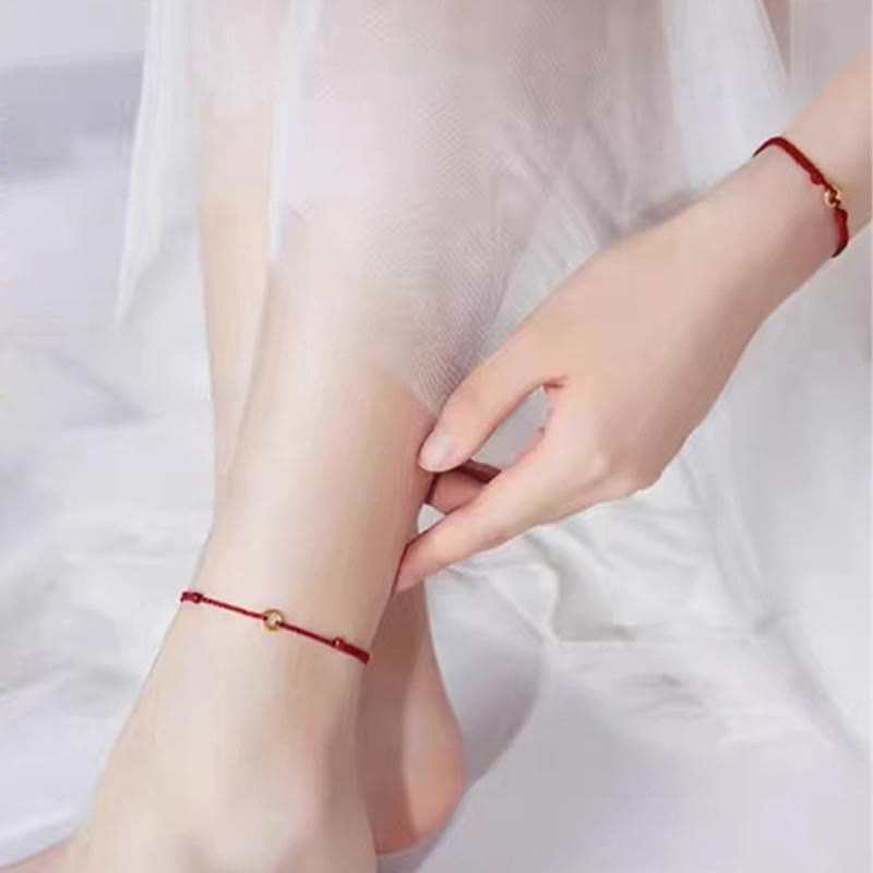 Buddha Stones Small Peace Buckle Braided String Adjustable Connection Bracelet Anklet - image 15