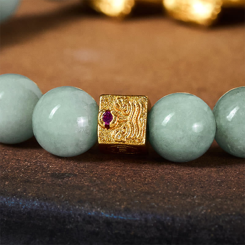 Buddha Stones Golden Pi Xiu Charm Jade Luck Prosperity Beaded Bracelet - image 6